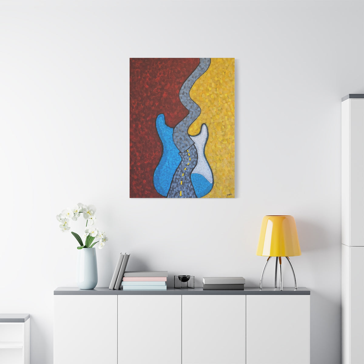 Abstract Road Trip Canvas Art — Colorful Modern Stretch Wall Decor
