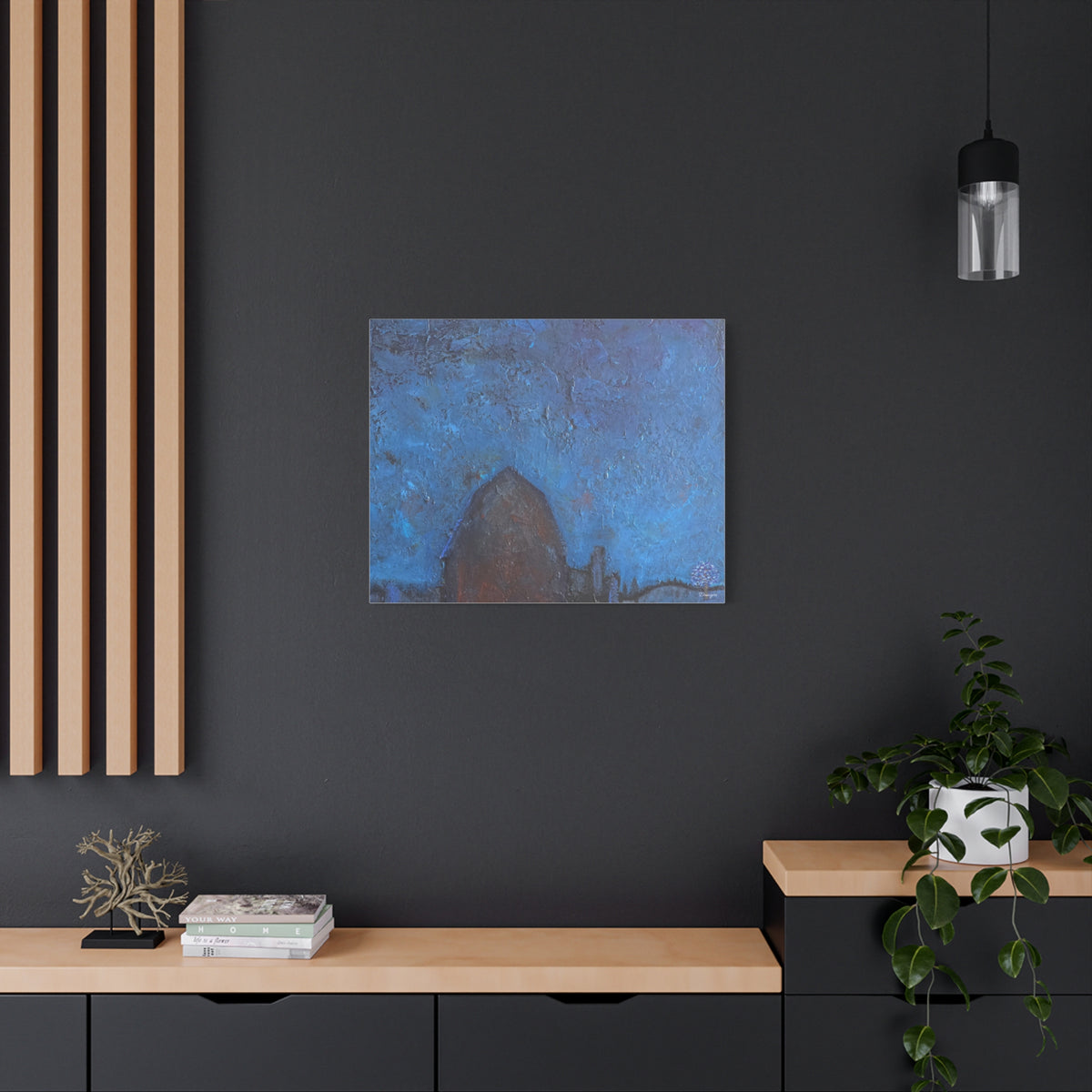 Blue Night Abstract Matte Canvas Wall Art — Stretched 1.25"