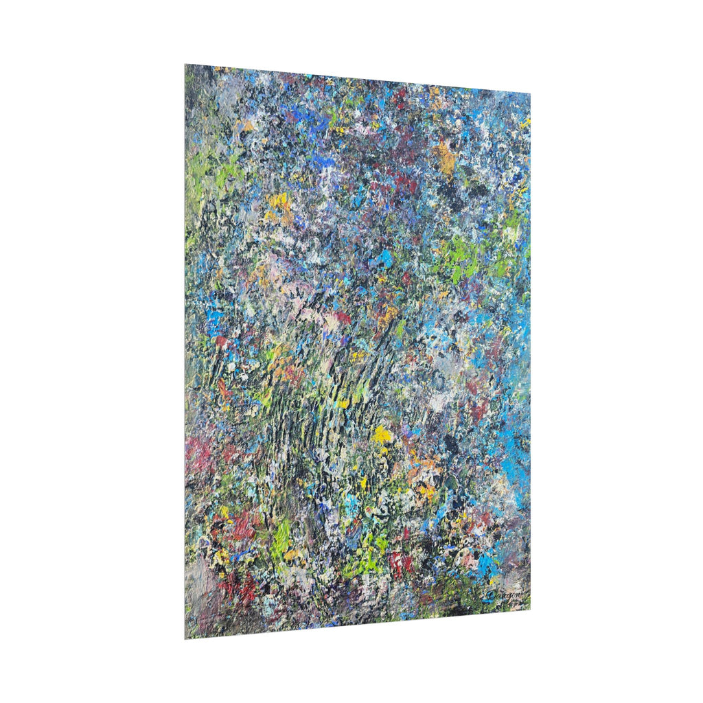 Abstract Textured Art Poster — Colorful Splatter & Impasto Wall Print