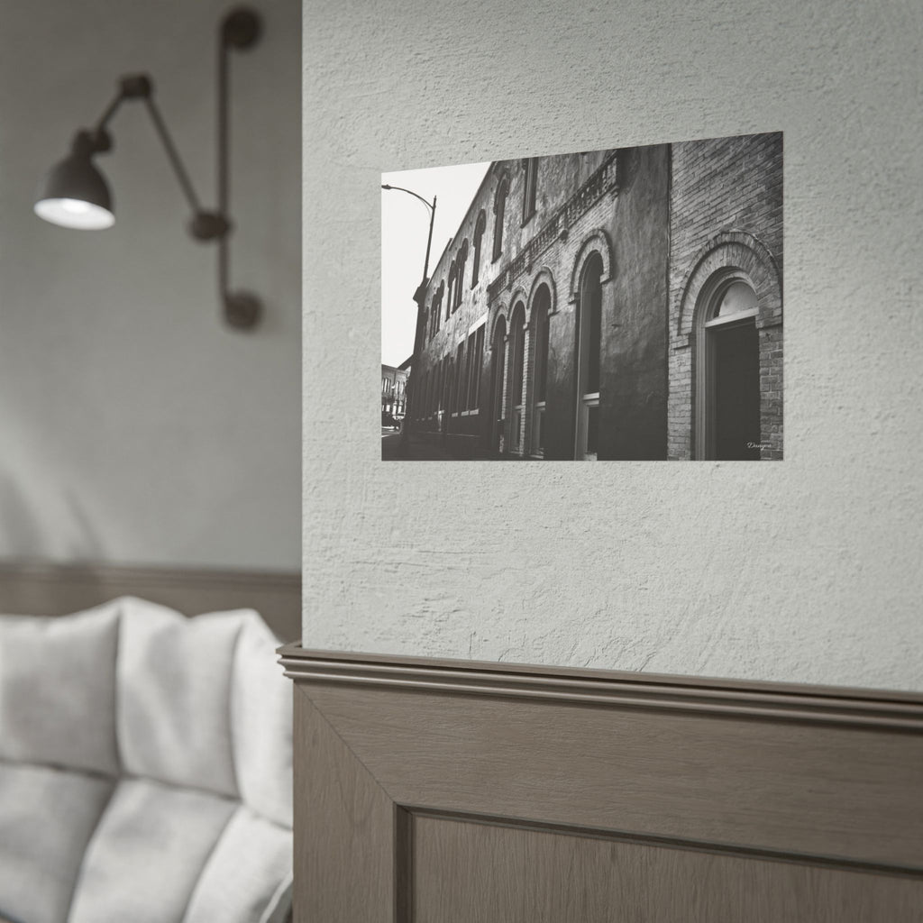 Vintage Brick Row Black & White Rolled Poster