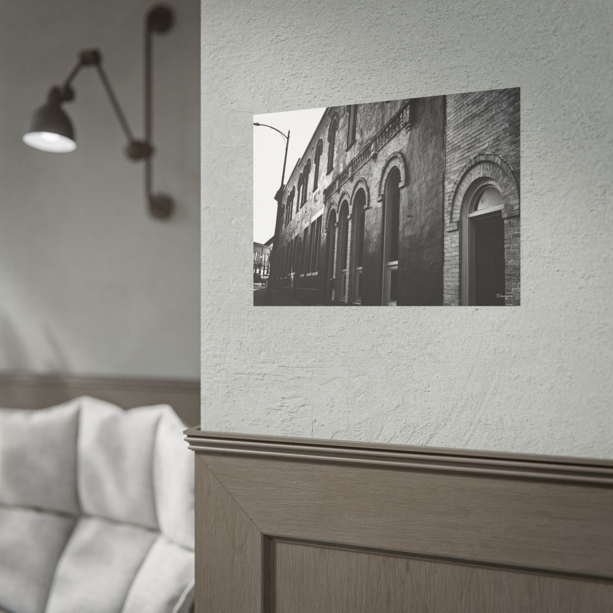 Vintage Brick Row Black & White Rolled Poster