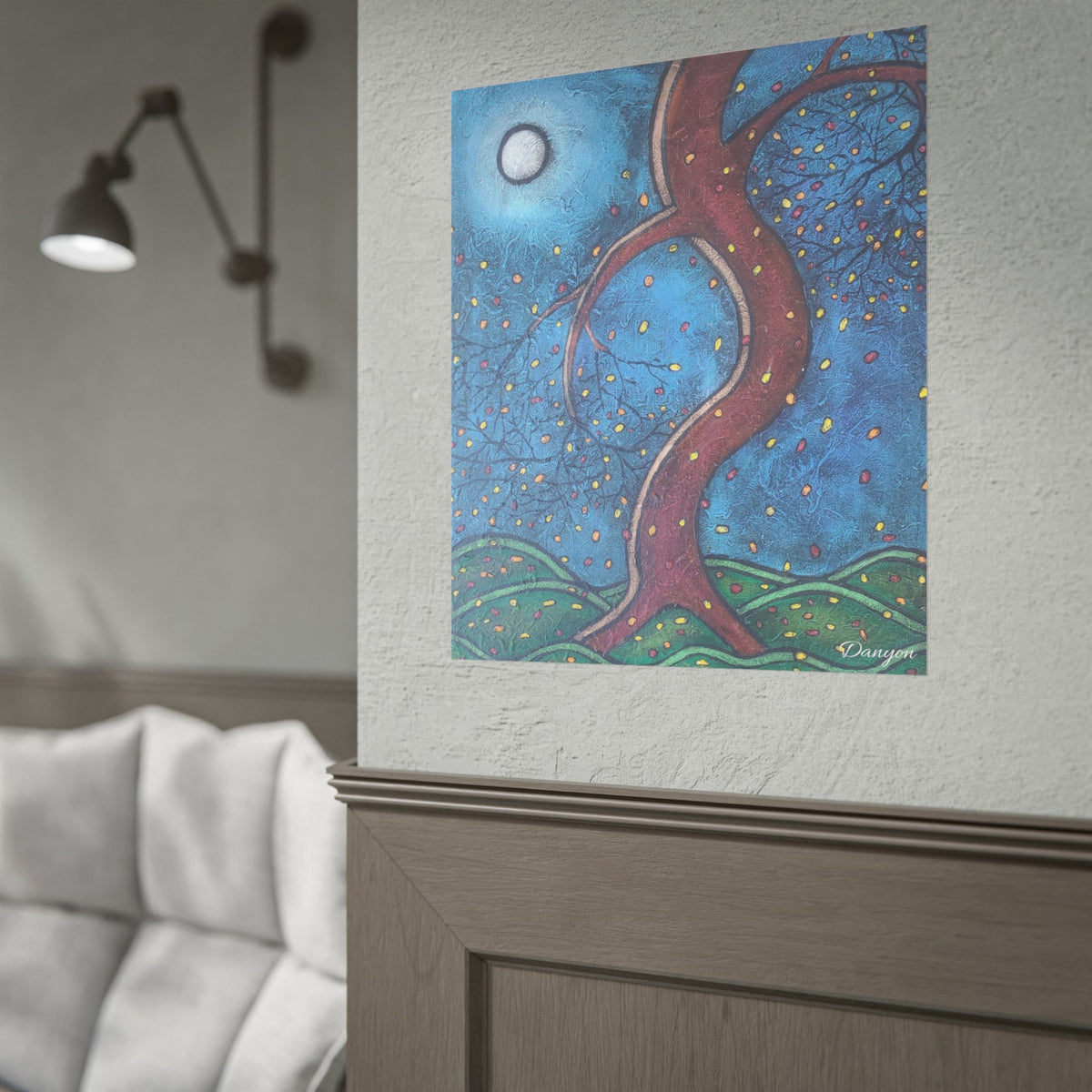 Rolled Poster — Moonlit Whimsical Tree Art Print