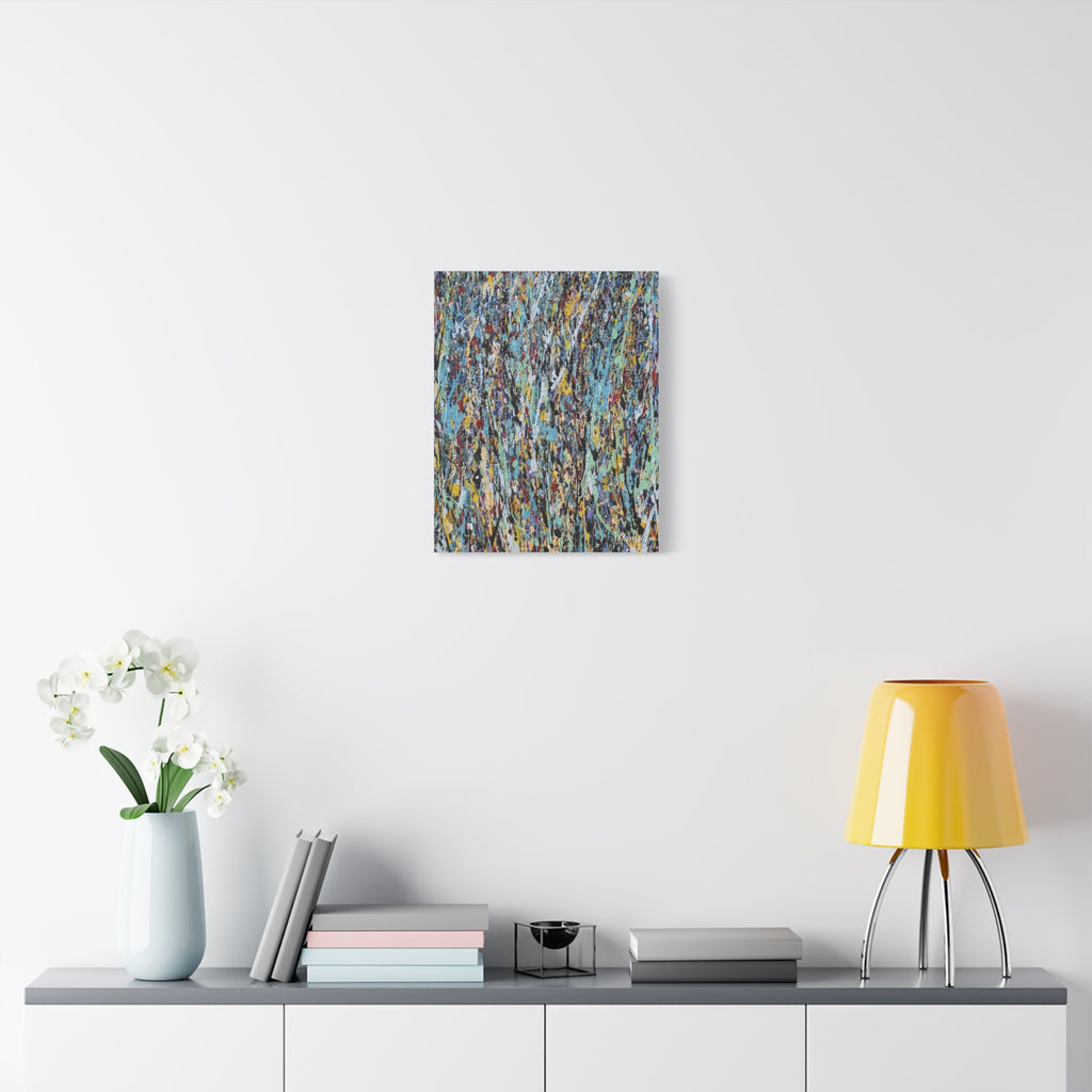 Abstract Drip Painting Canvas Print — Colorful Modern Wall Art, Matte Stretched 1.25"