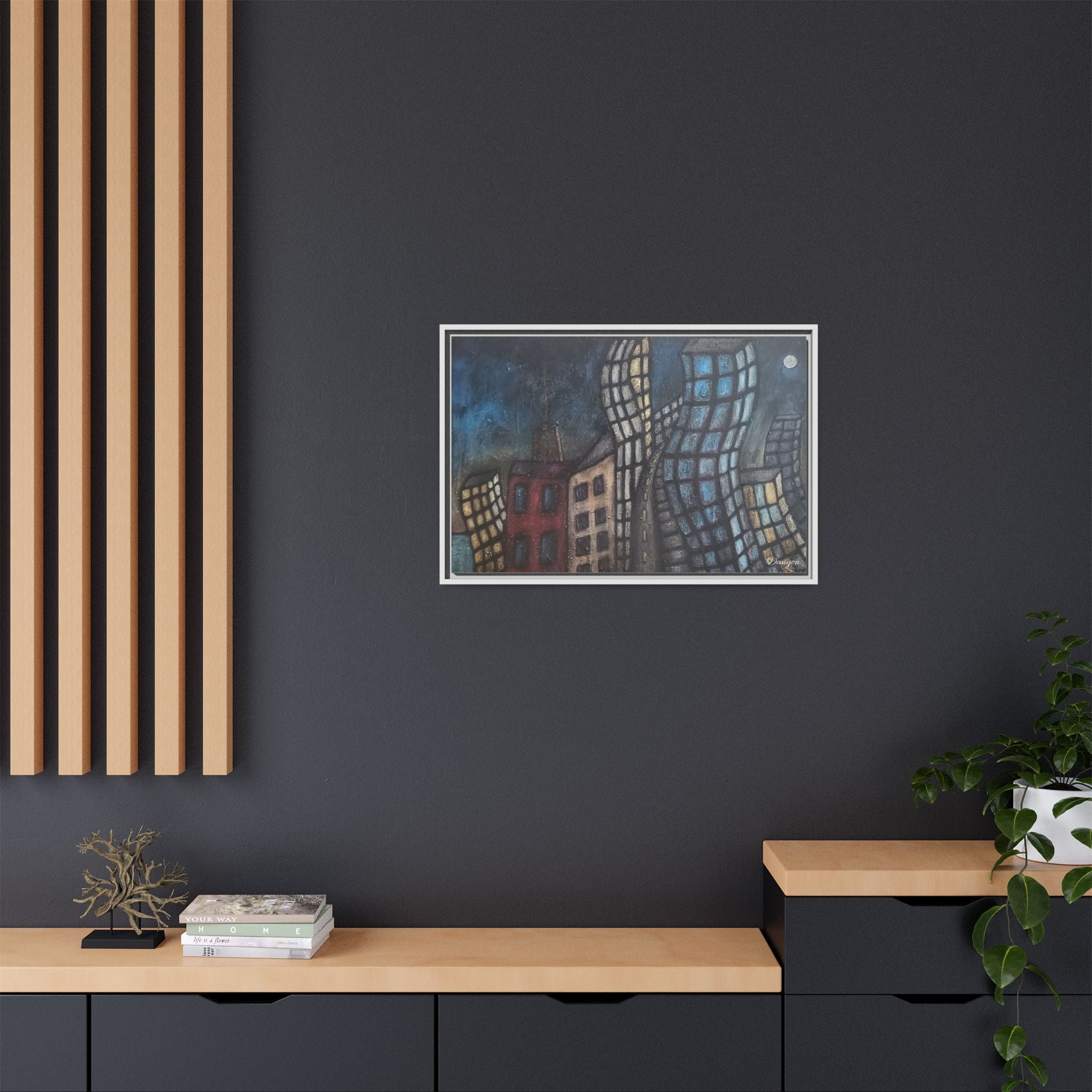 Abstract Cityscape Matte Canvas Framed Wall Art