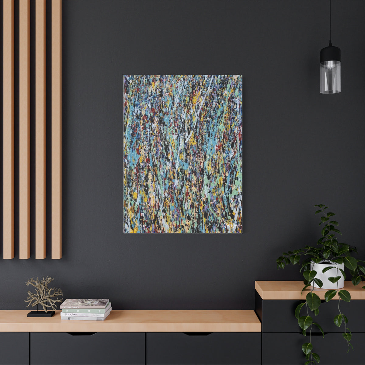 Abstract Drip Painting Canvas Print — Colorful Modern Wall Art, Matte Stretched 1.25"