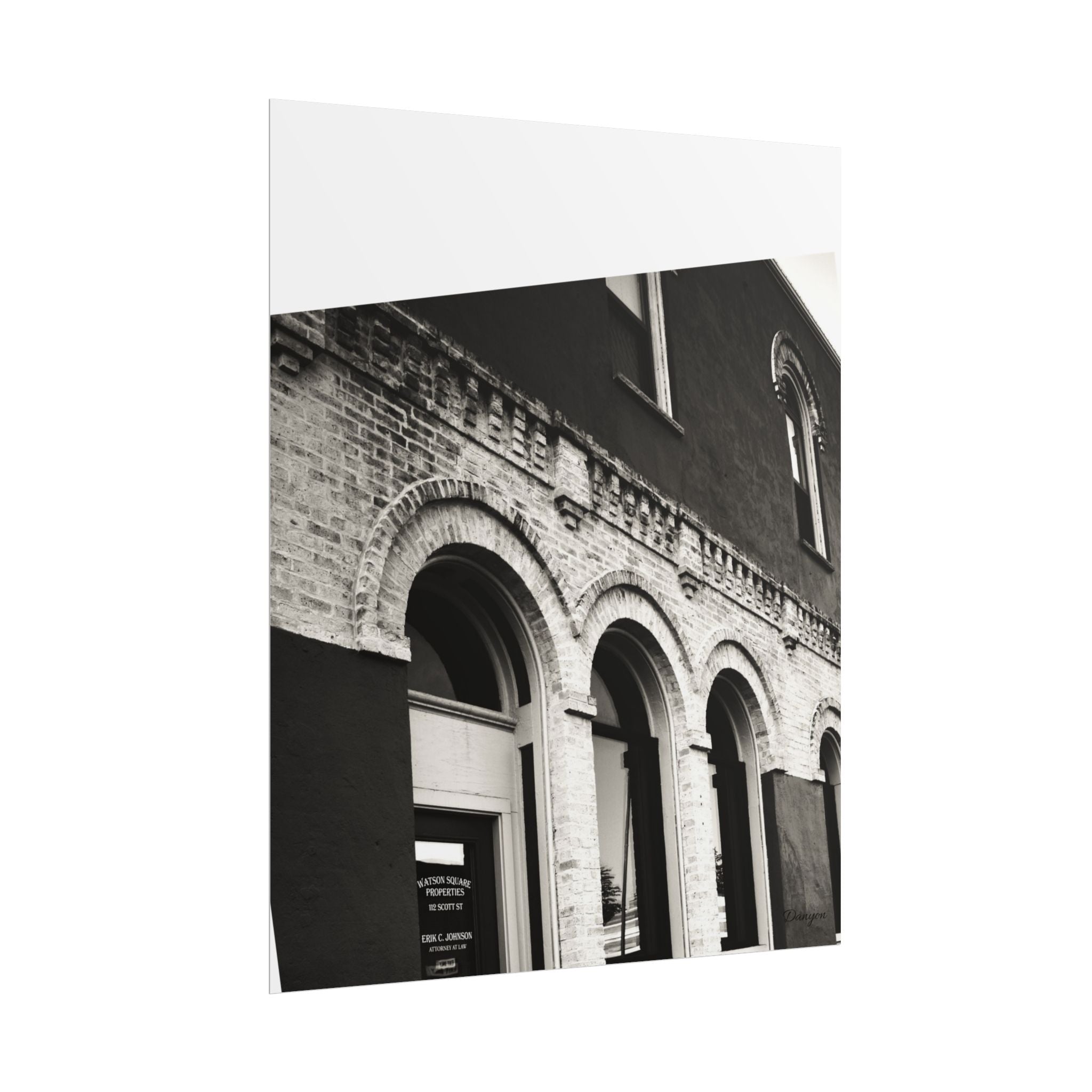Rolled Poster — Vintage Black & White Arched Brick Architecture Print