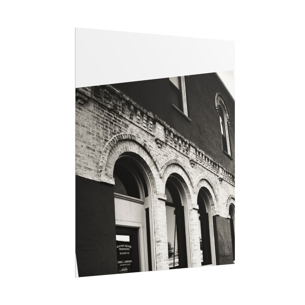 Rolled Poster — Vintage Black & White Arched Brick Architecture Print