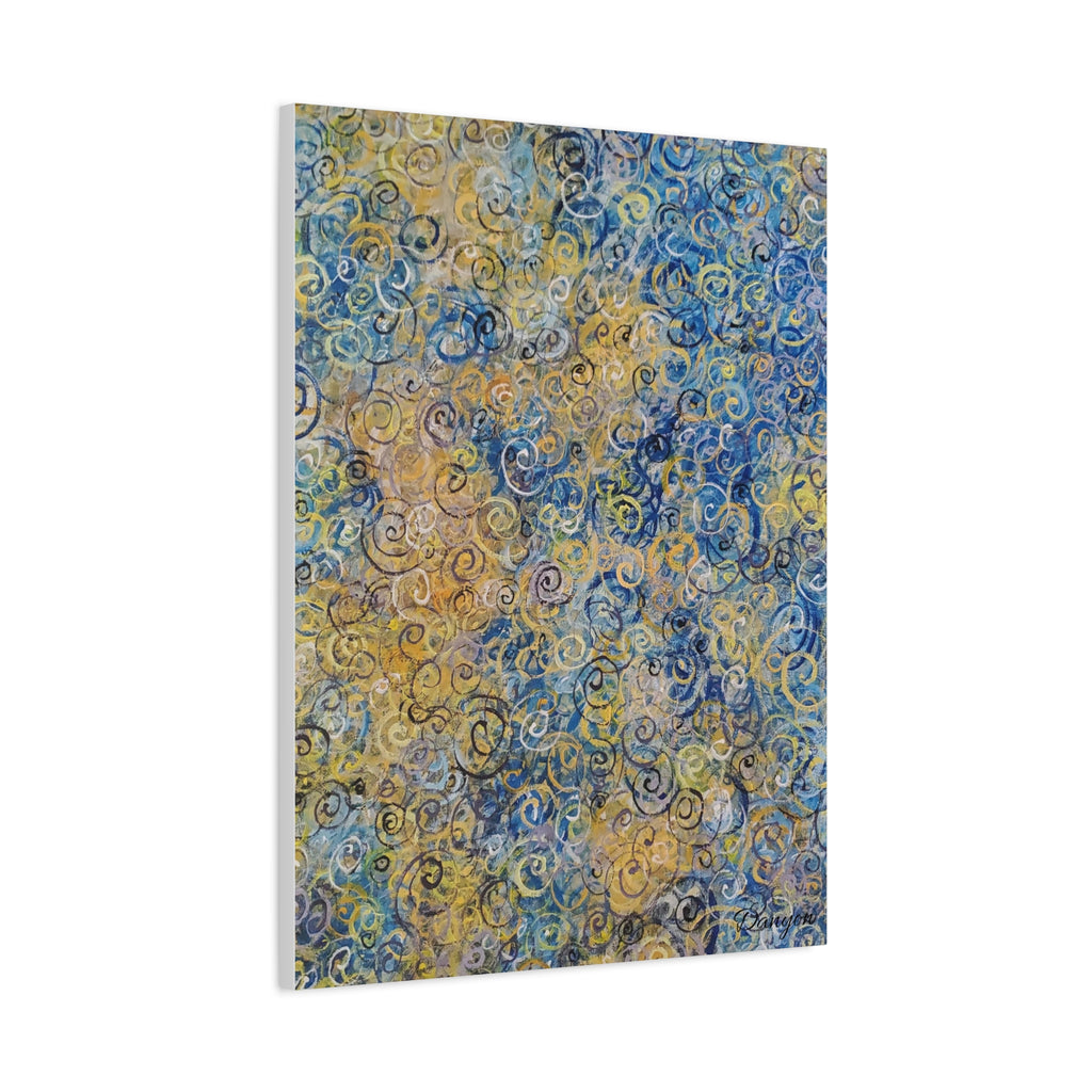 Abstract Blue & Gold Swirl Canvas Print — Stretched Matte Wall Art