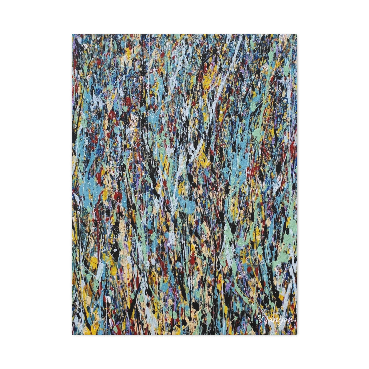 Abstract Drip Painting Canvas Print — Colorful Modern Wall Art, Matte Stretched 1.25"