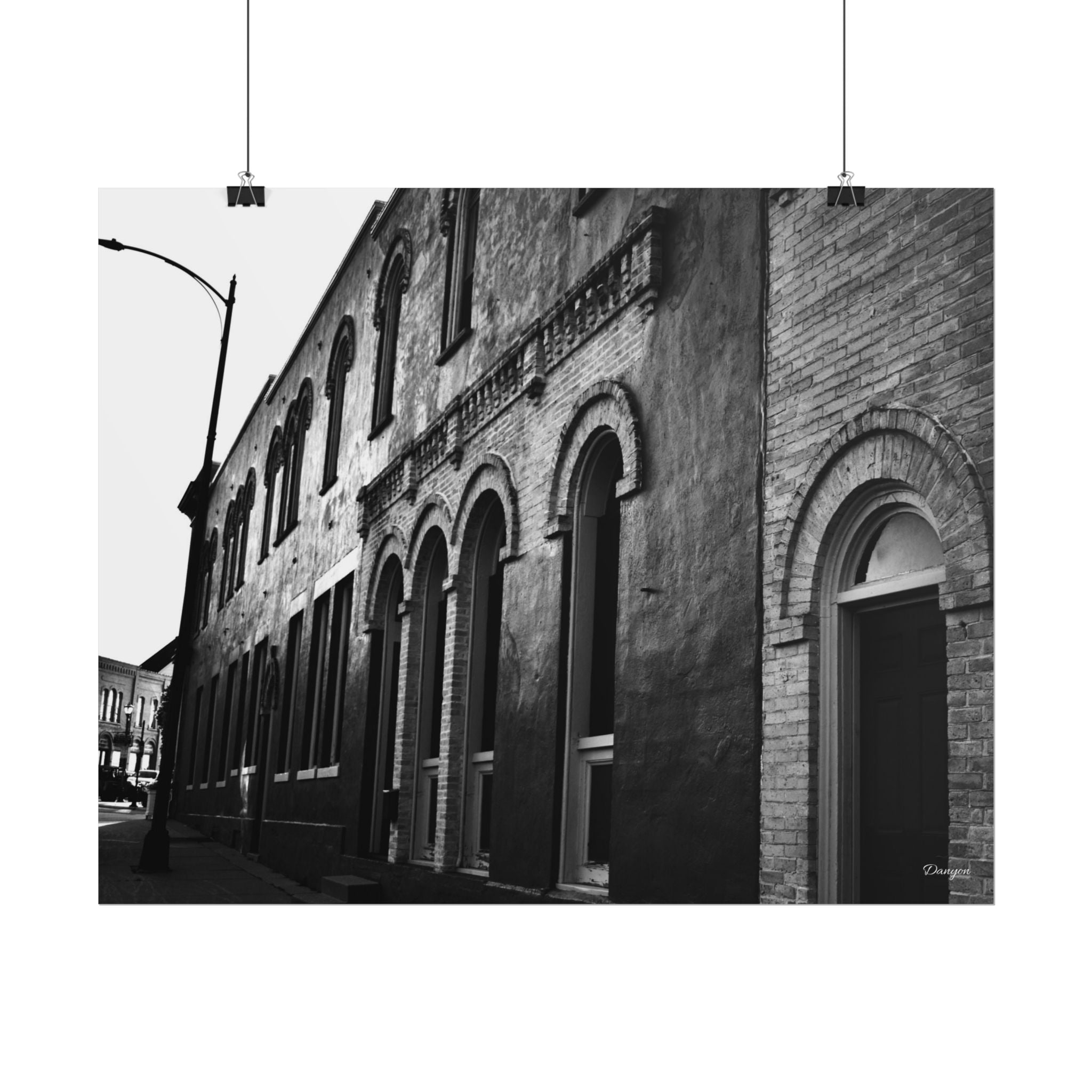 Vintage Brick Row Black & White Rolled Poster