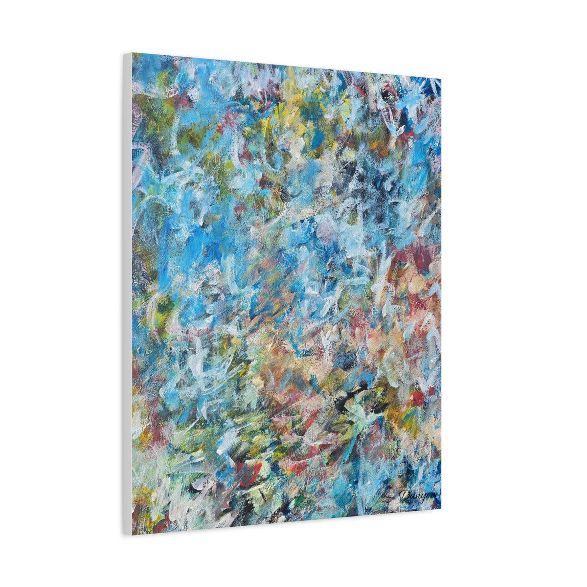 Abstract Blue Chaos Matte Stretched Canvas (1.25")