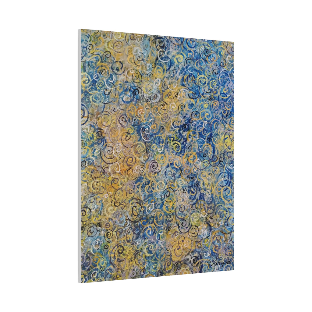 Abstract Blue & Gold Swirl Canvas Print — Stretched Matte Wall Art