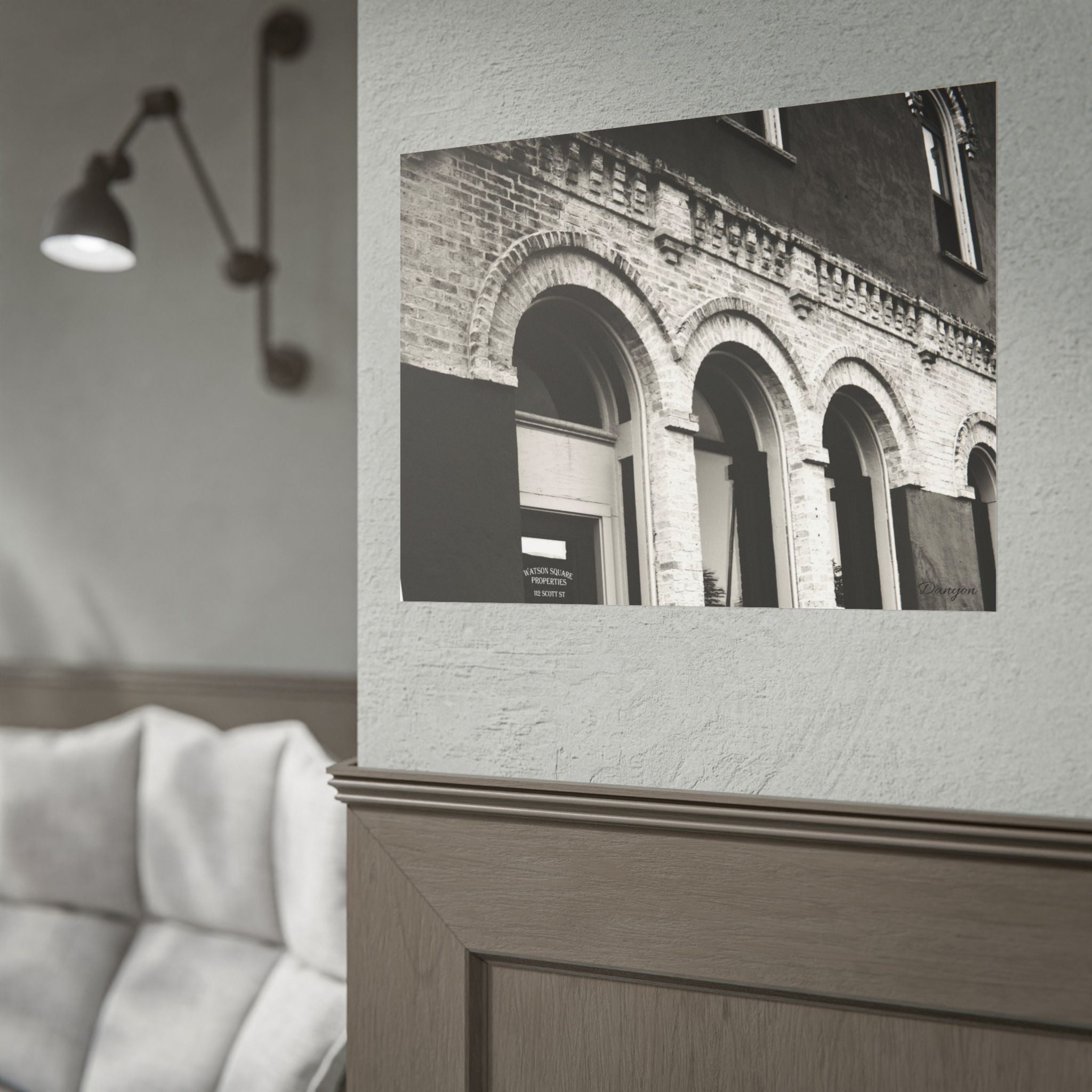 Rolled Poster — Vintage Black & White Arched Brick Architecture Print