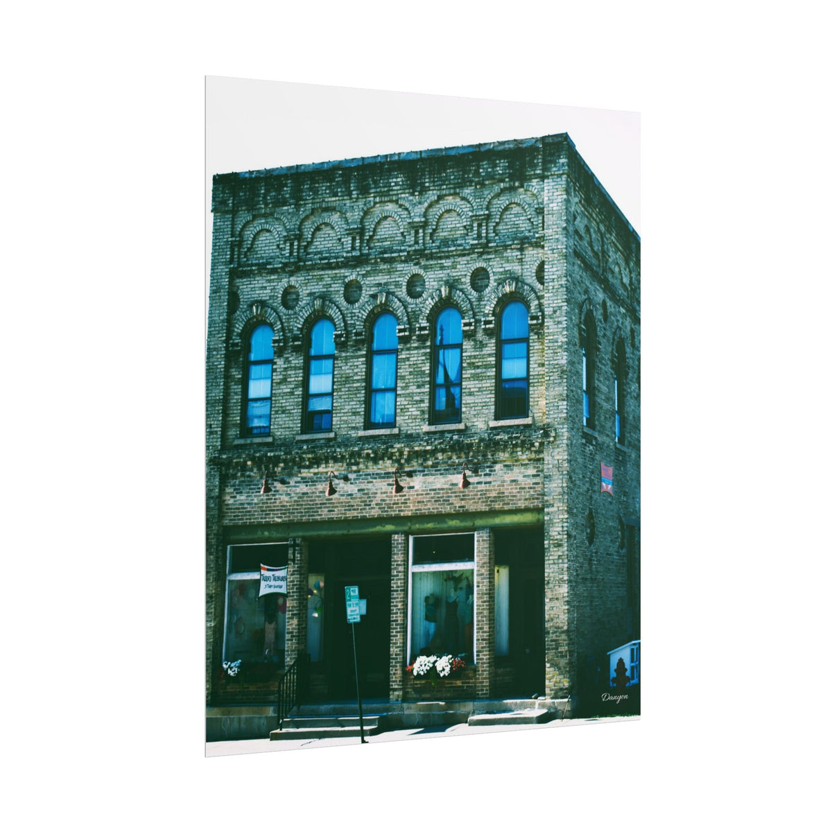 Vintage Brick Building Photo Poster — Architectural Wall Art