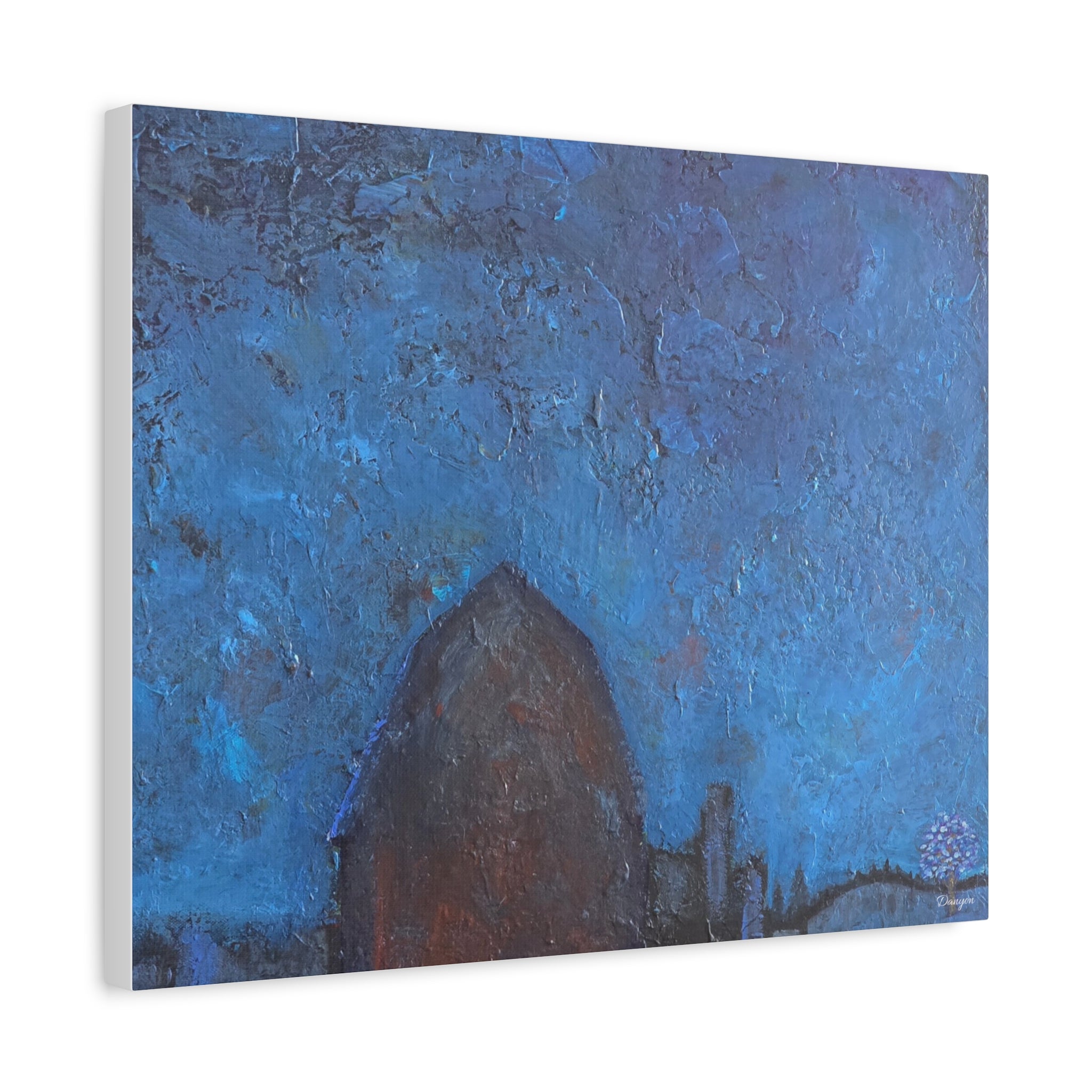 Blue Night Abstract Matte Canvas Wall Art — Stretched 1.25"