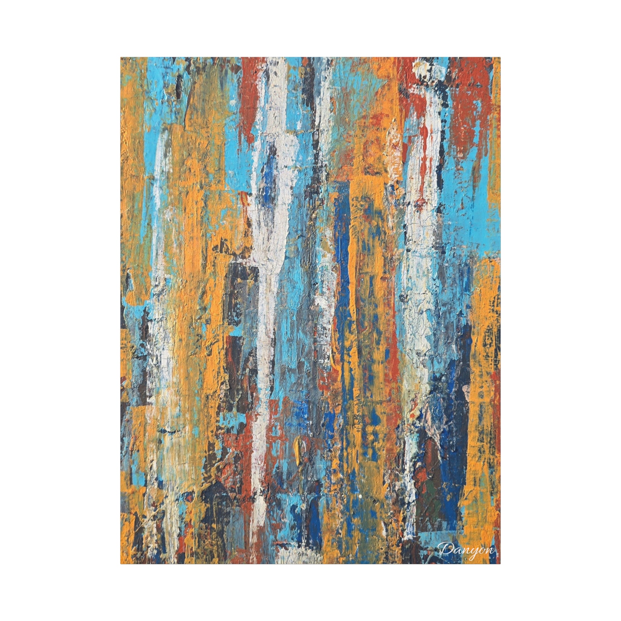 Abstract Urban Texture Matte Canvas Print — Colorful Vertical Brushstroke Wall Art