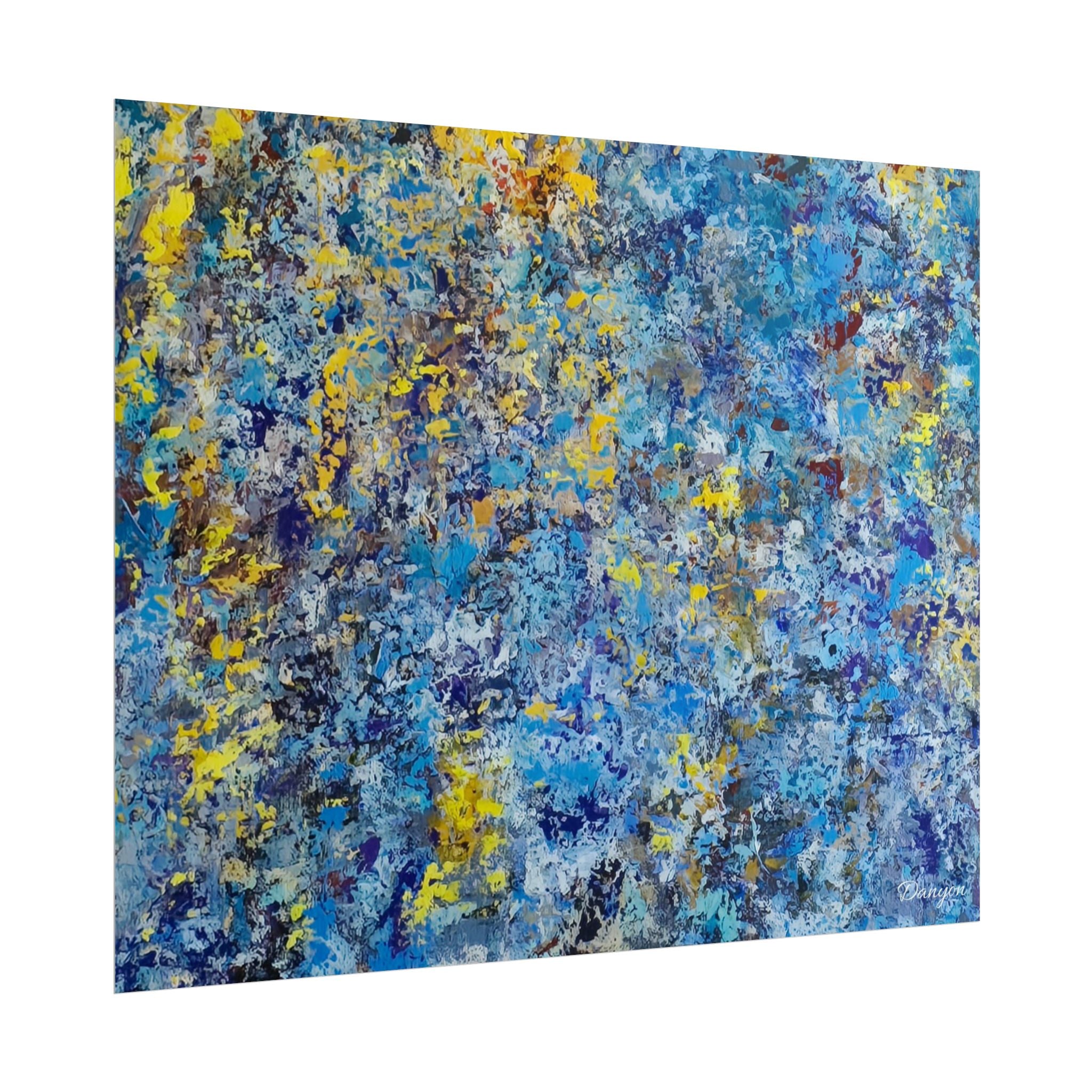 Abstract Blue & Yellow Rolled Poster