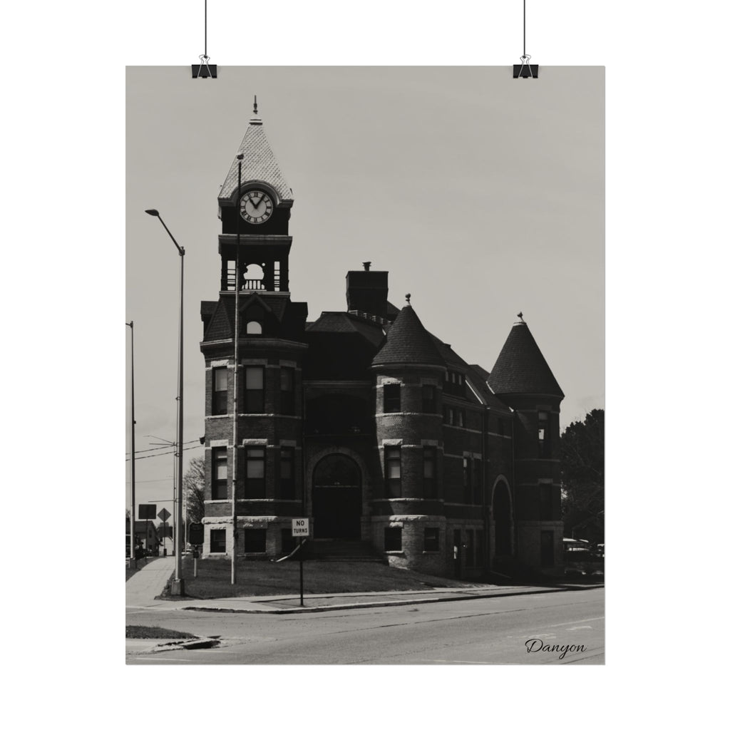 Historic Clocktower Poster — Vintage Street Architecture Rolled Art Print