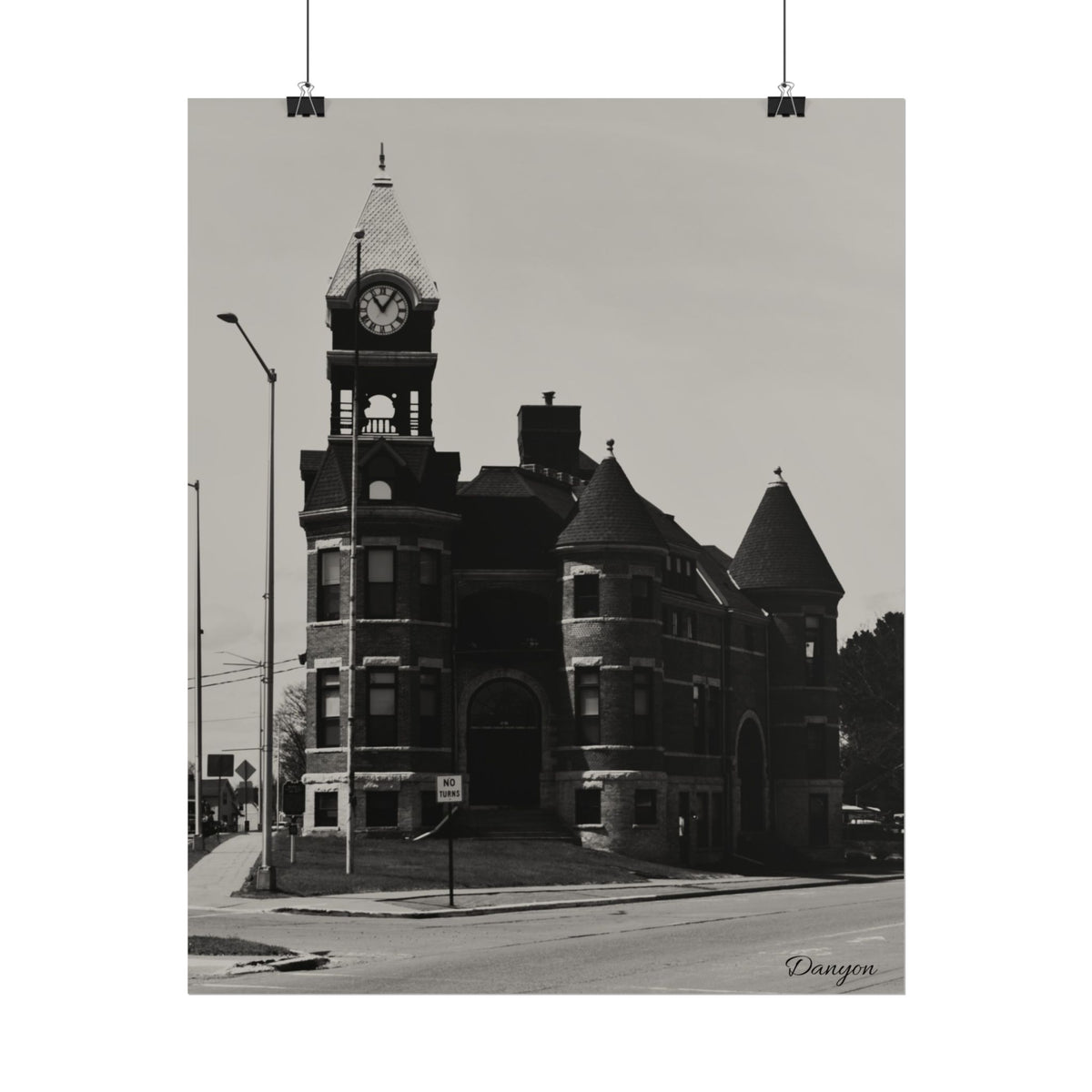 Historic Clocktower Poster — Vintage Street Architecture Rolled Art Print