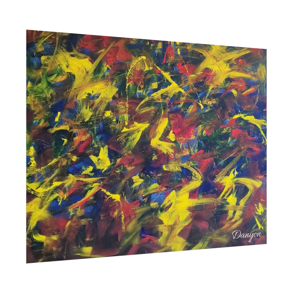 Abstract Expressionist Rolled Poster — Colorful Paint Splash Wall Art