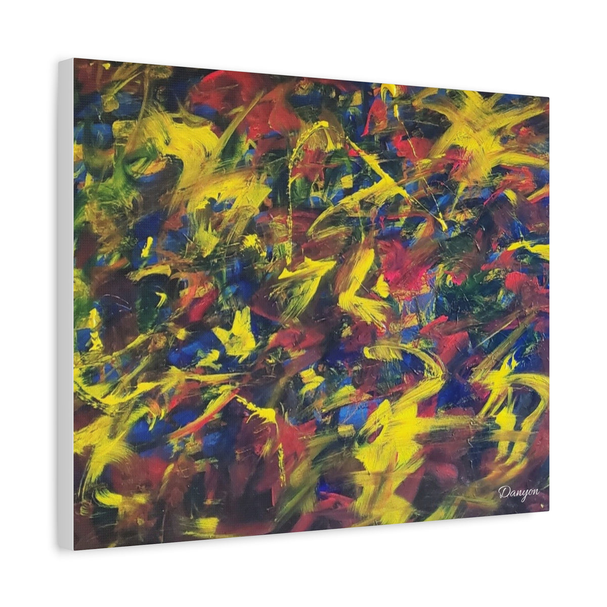 Abstract Color Burst Matte Canvas Print — Vibrant Stretched Wall Art