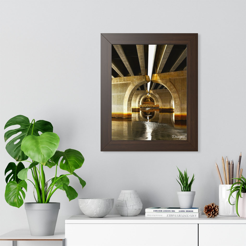 Framed Poster — Industrial Bridge Arch Photography (Vertical)