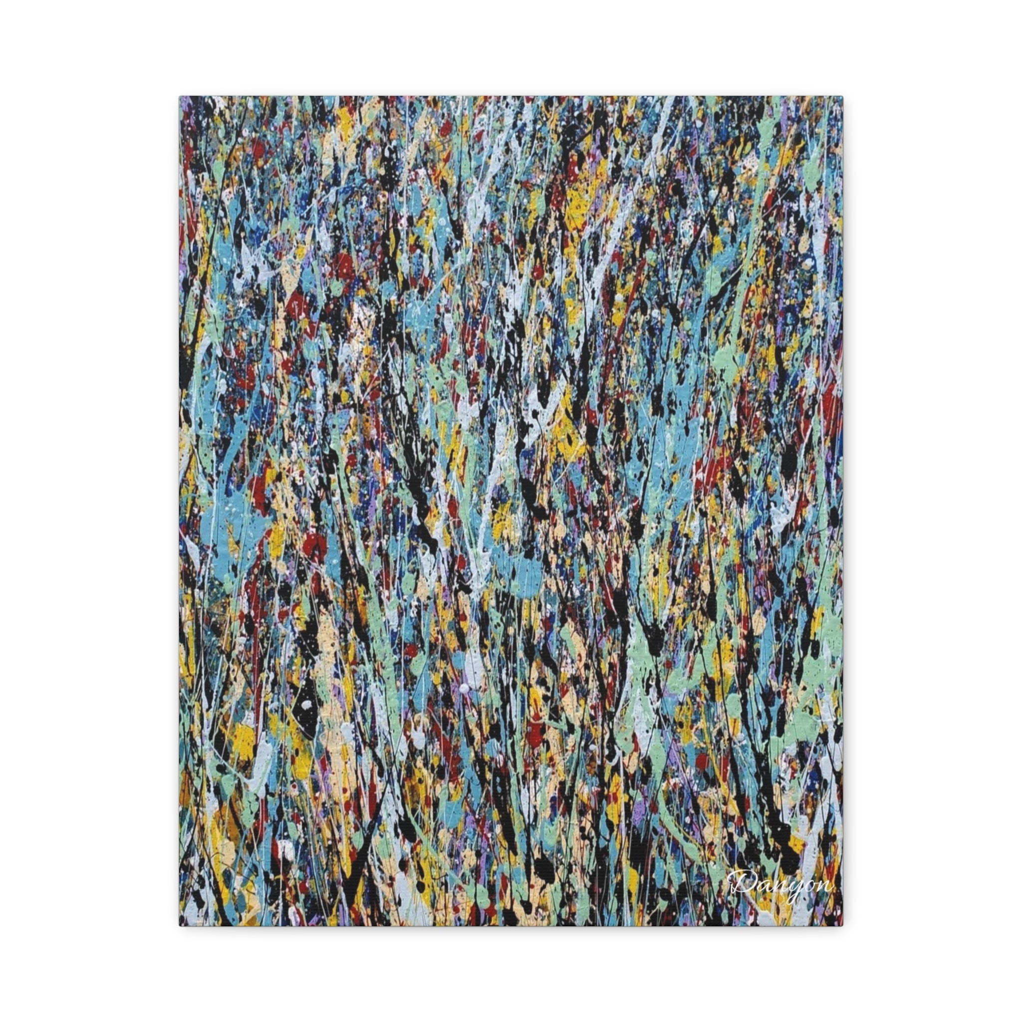Abstract Drip Painting Canvas Print — Colorful Modern Wall Art, Matte Stretched 1.25"