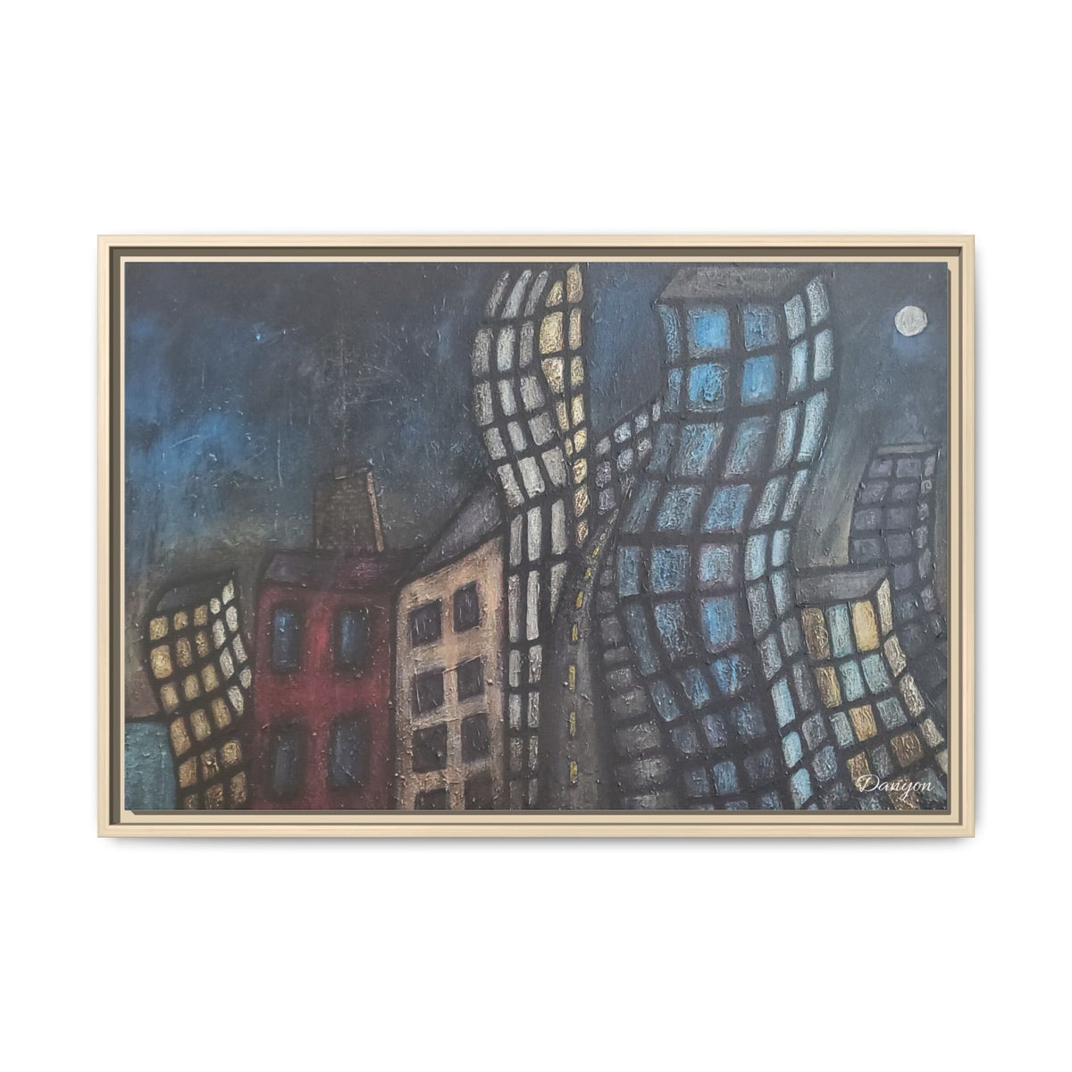 Abstract Cityscape Matte Canvas Framed Wall Art