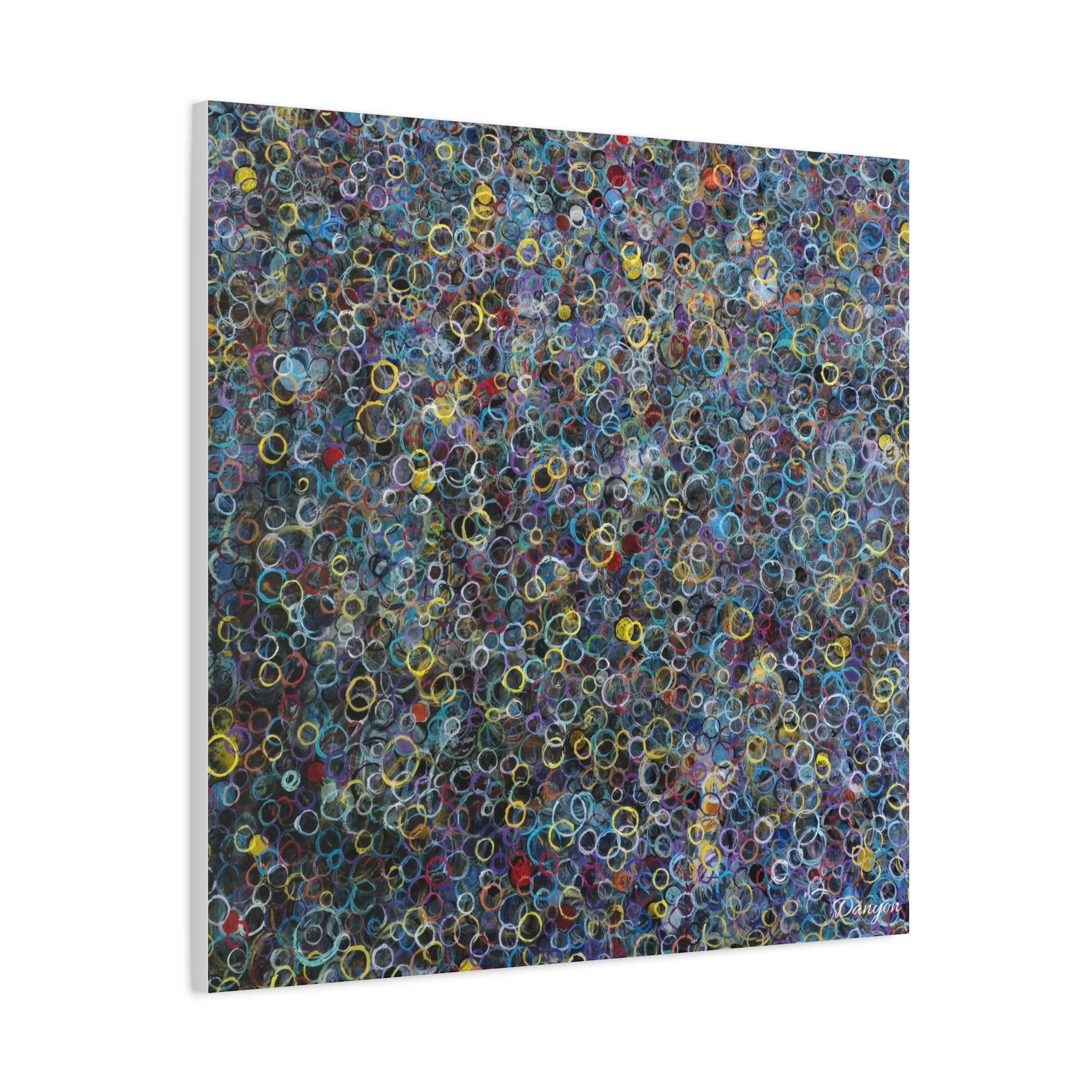 Abstract Bubble Pattern Matte Canvas Print — Colorful Ringed Texture Wall Art