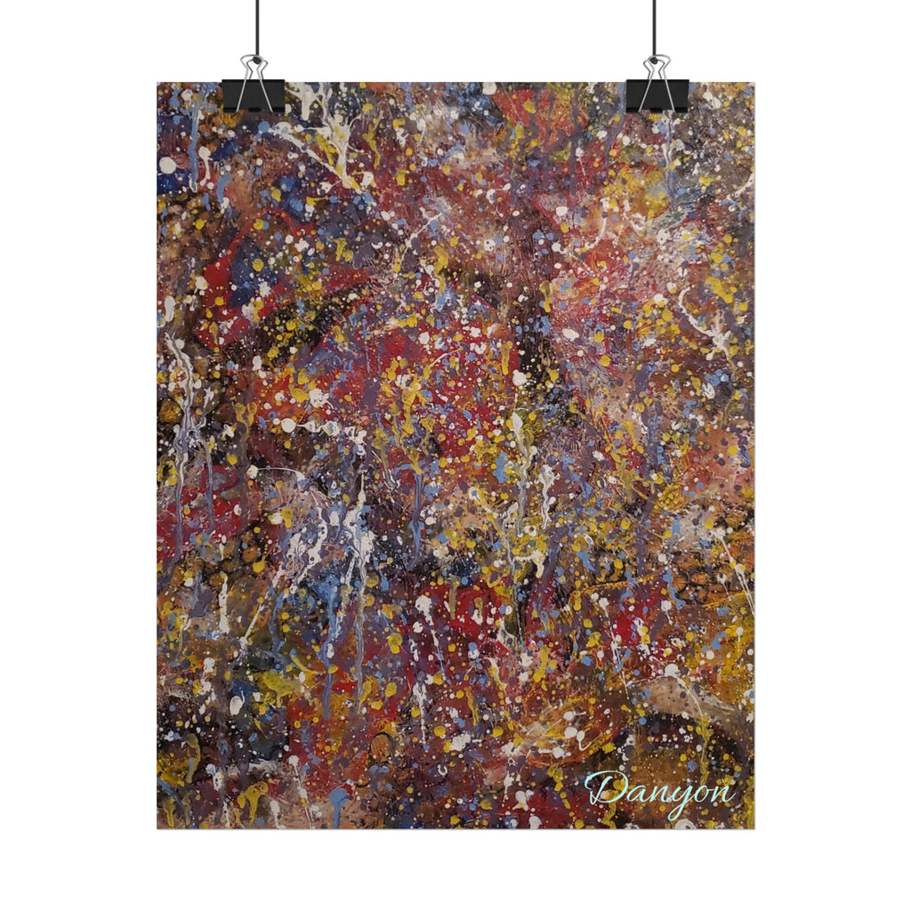 Abstract Splatter Art Poster — Colorful Drip Painting Rolled Poster