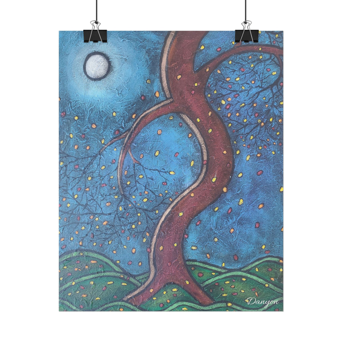 Rolled Poster — Moonlit Whimsical Tree Art Print