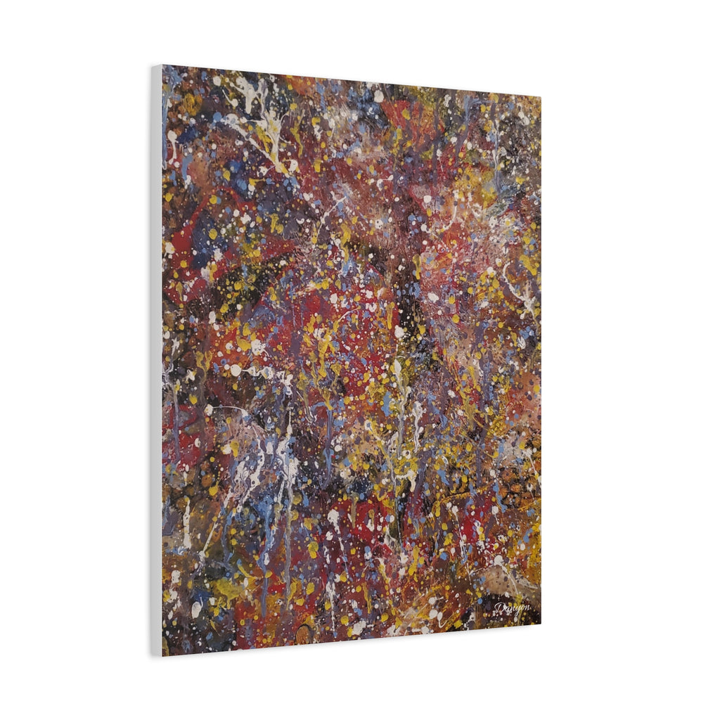 Abstract Splatter Art Canvas — Colorful Drip Painting on Stretched Matte Canvas