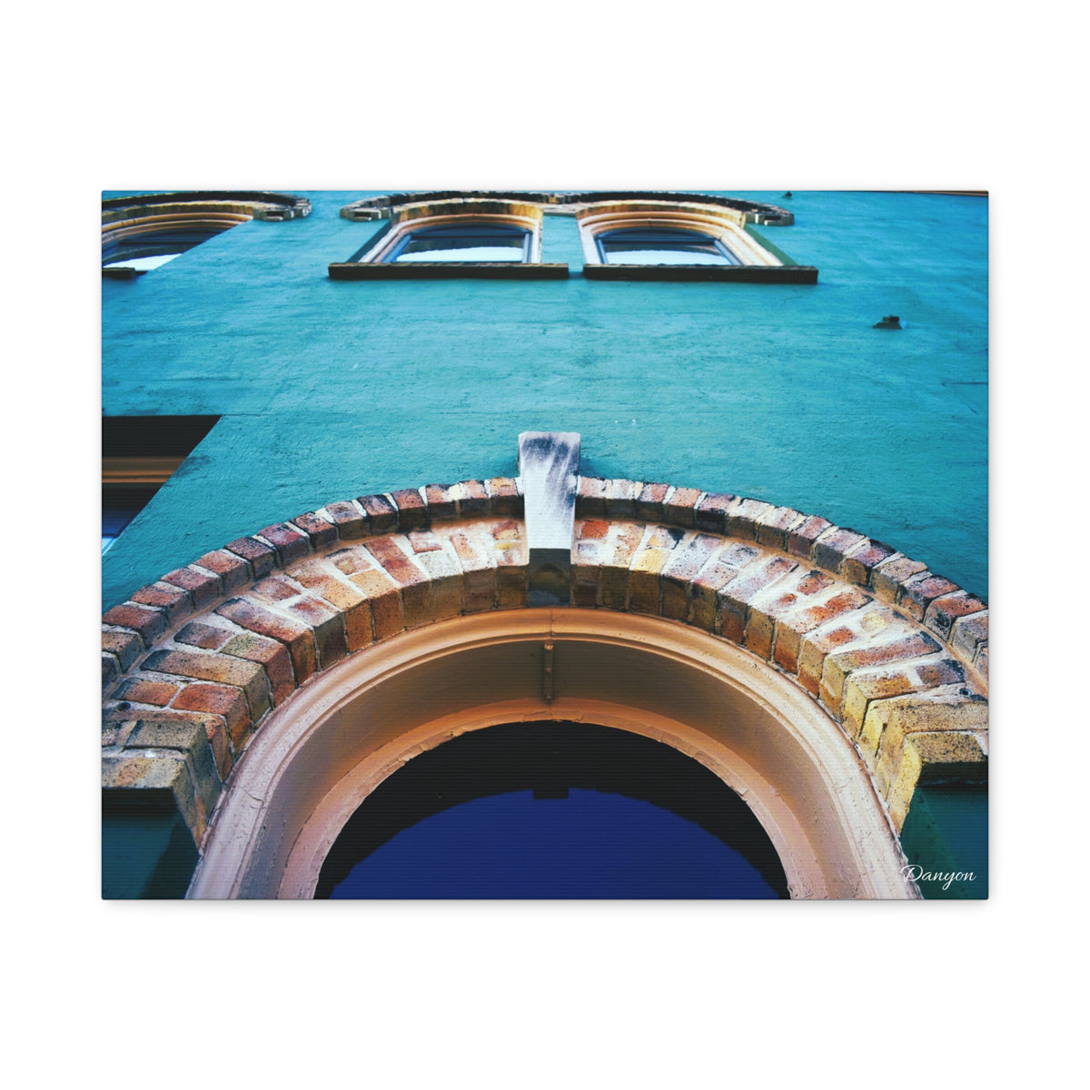 Teal Facade Arch Matte Canvas Print
