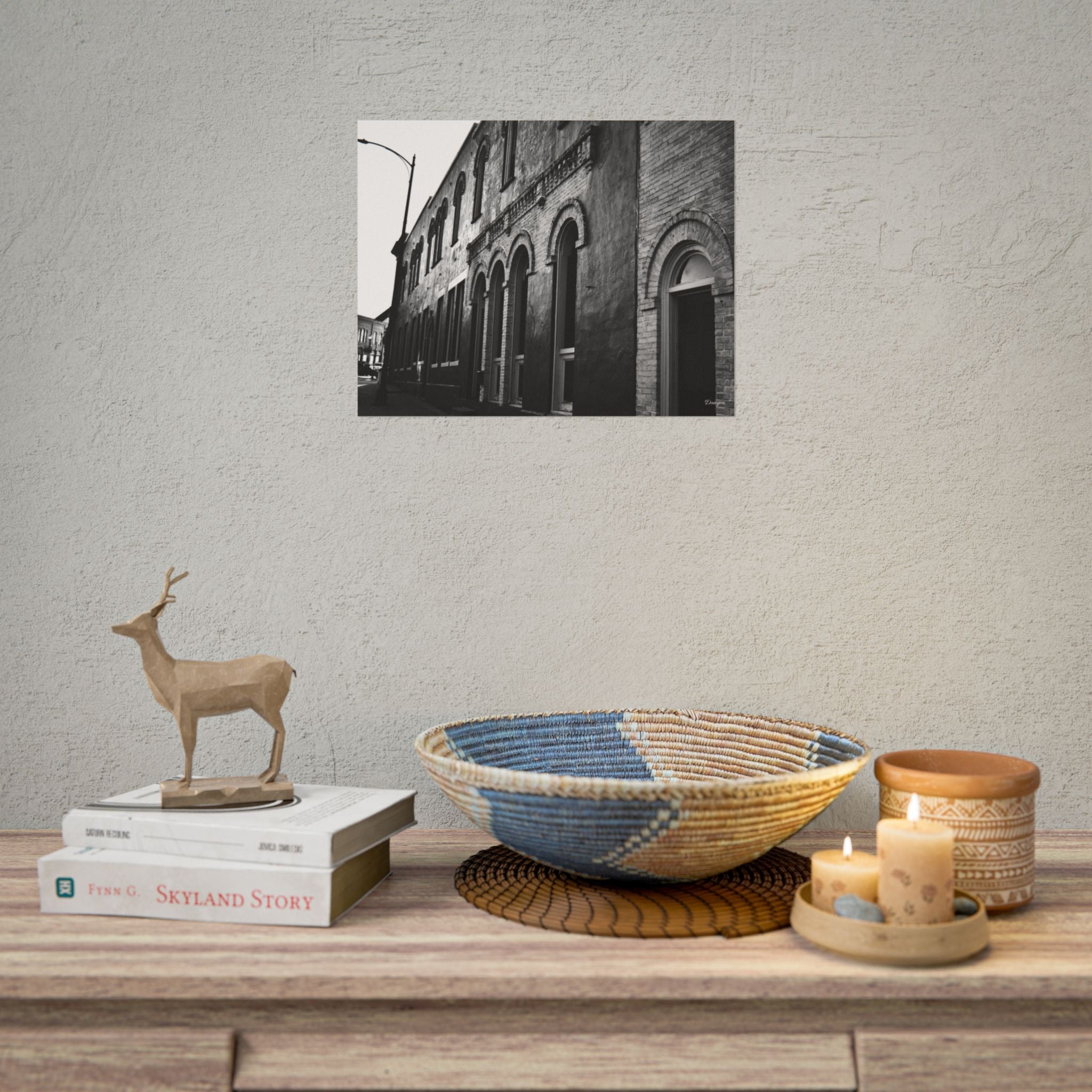 Vintage Brick Row Black & White Rolled Poster