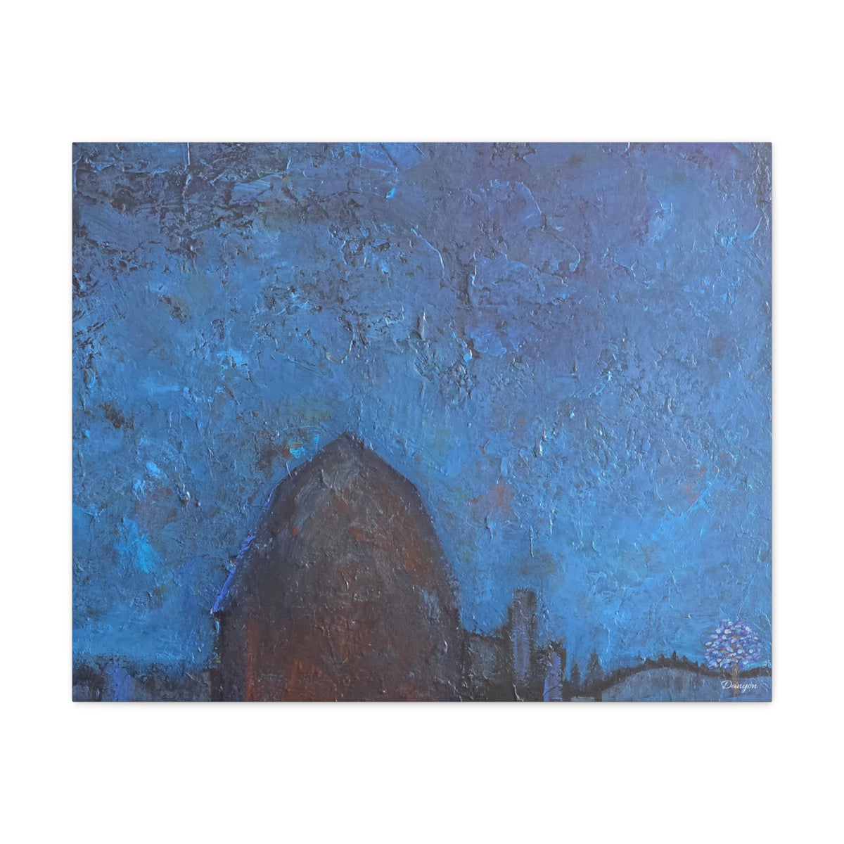 Blue Night Abstract Matte Canvas Wall Art — Stretched 1.25"