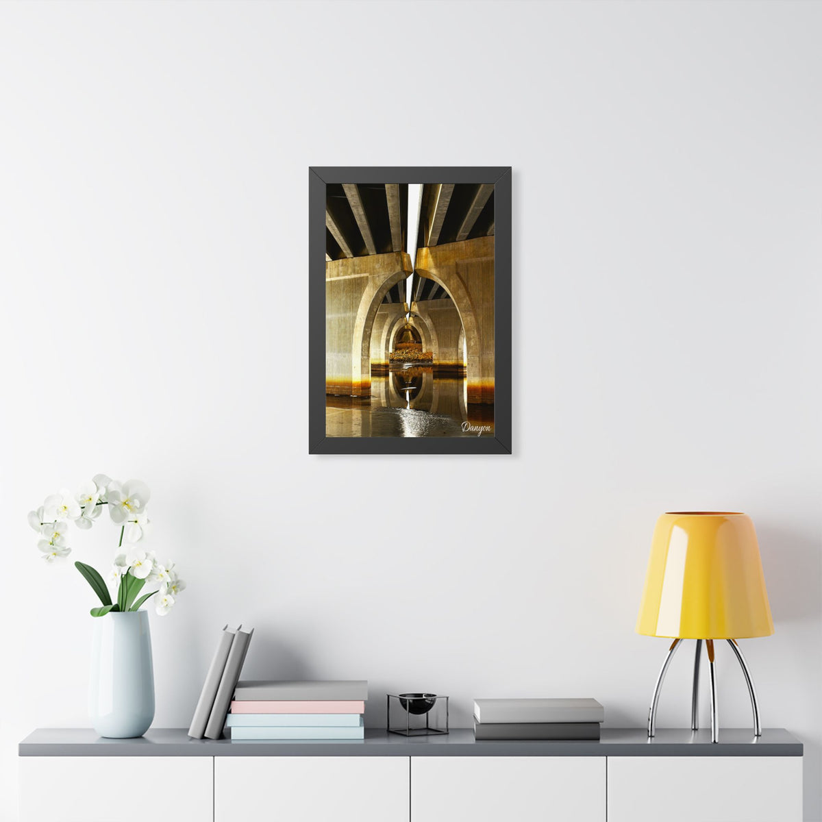 Framed Poster — Industrial Bridge Arch Photography (Vertical)