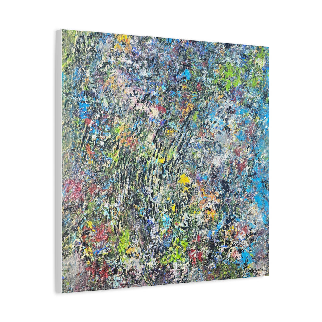 Abstract Textured Canvas Art – Colorful Impasto Square Wall Decor