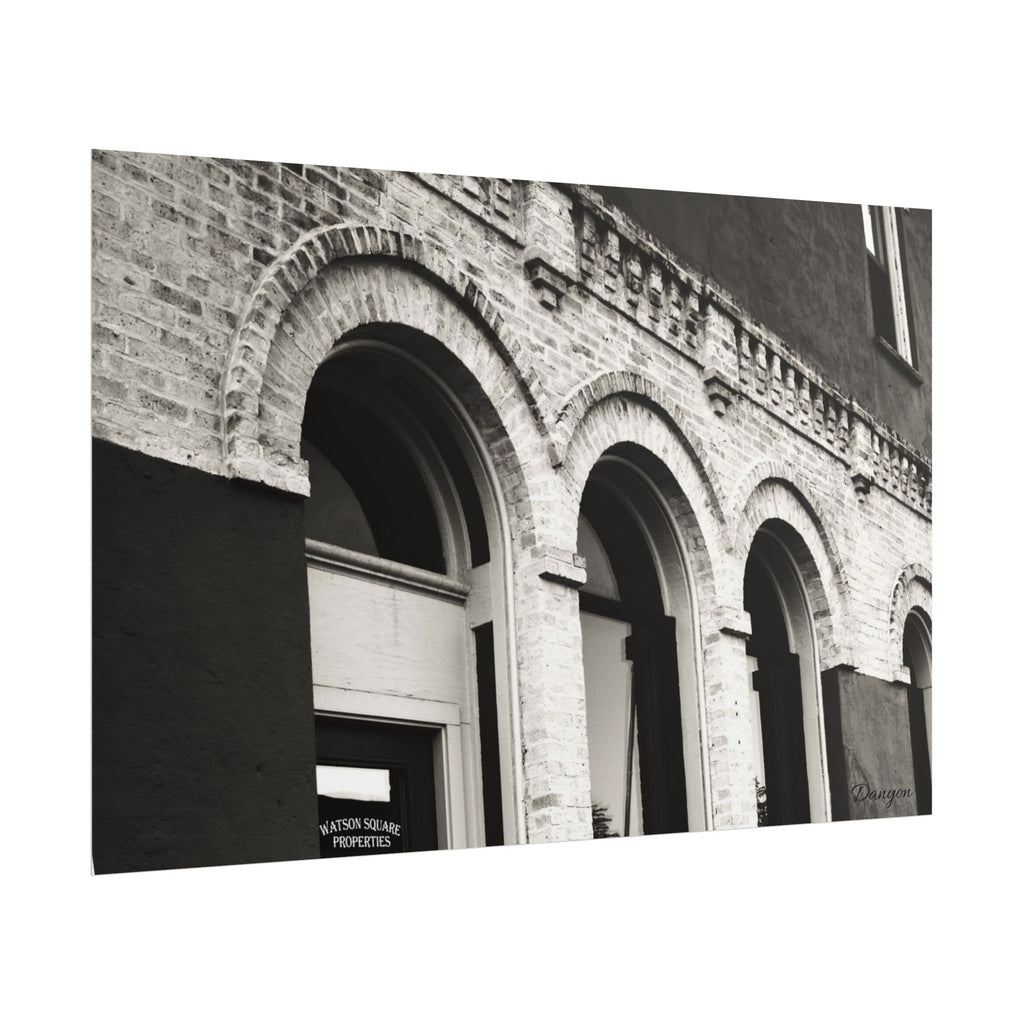 Rolled Poster — Vintage Black & White Arched Brick Architecture Print