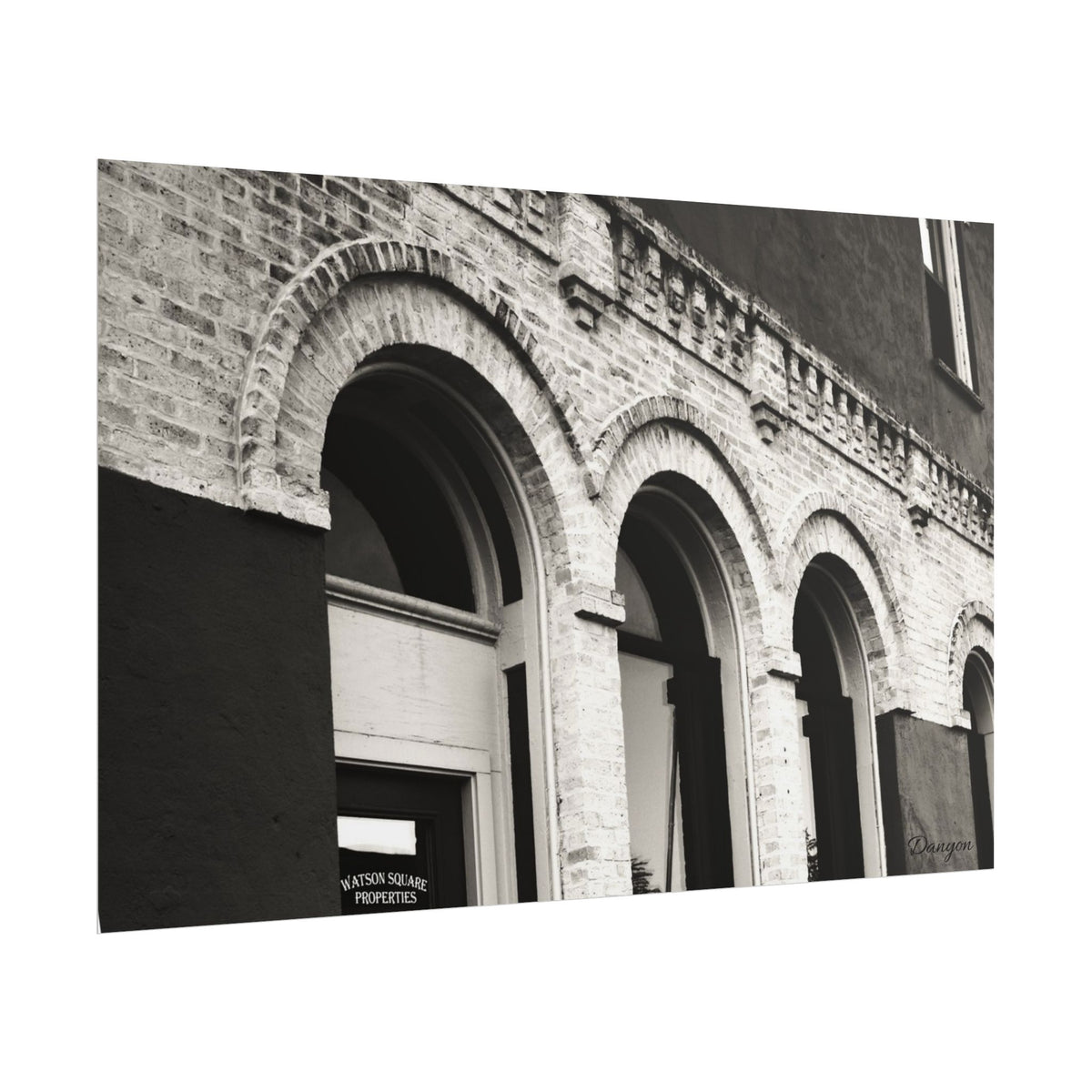 Rolled Poster — Vintage Black & White Arched Brick Architecture Print