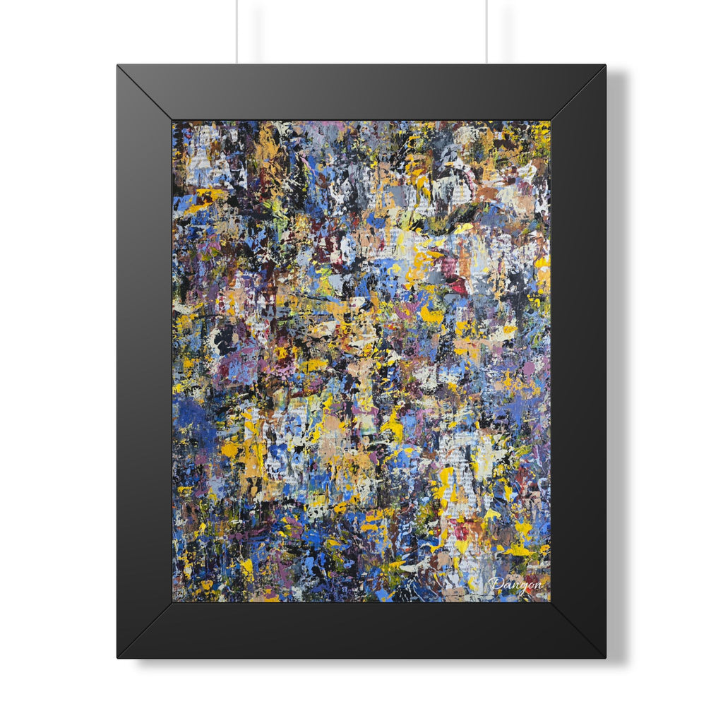 Abstract Urban Texture Framed Poster — Blue & Yellow Contemporary Wall Art