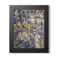 Abstract Urban Texture Framed Poster — Blue & Yellow Contemporary Wall Art