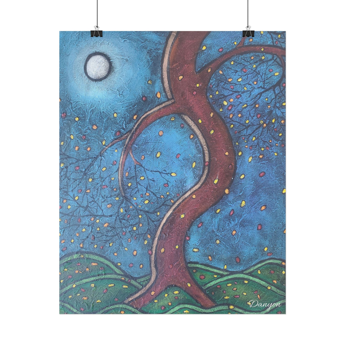 Rolled Poster — Moonlit Whimsical Tree Art Print