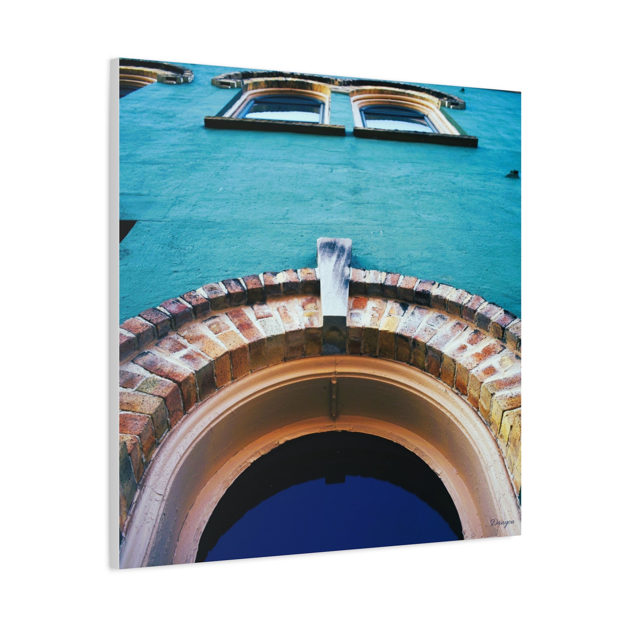 Turquoise Facade Arch Canvas Print — Matte Stretched Wall Art