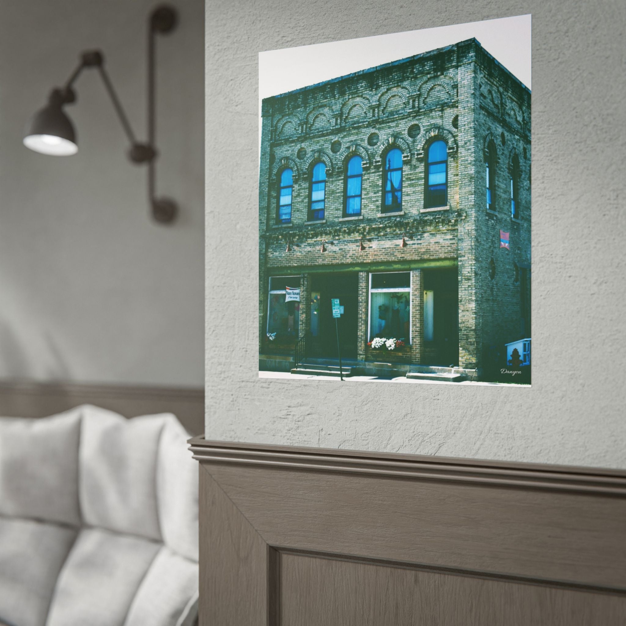Vintage Brick Building Photo Poster — Architectural Wall Art