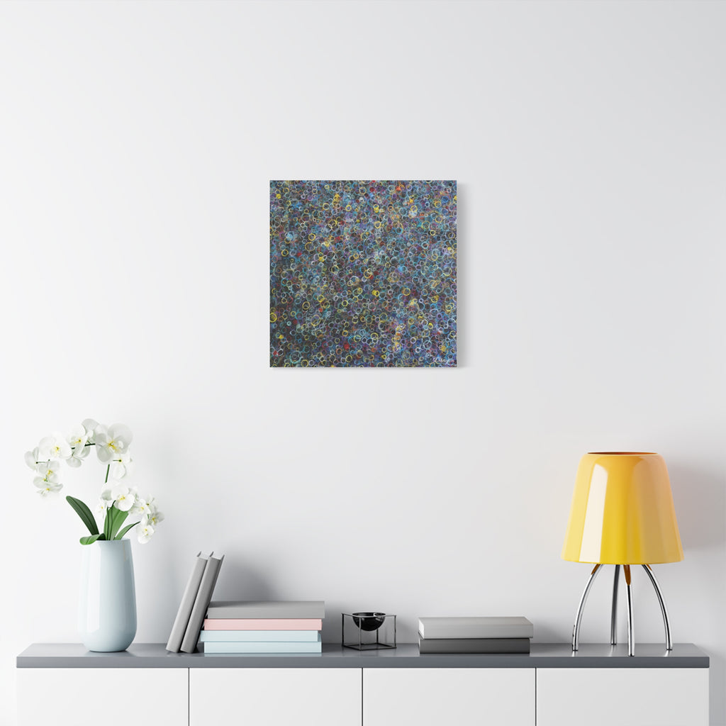 Abstract Bubble Pattern Matte Canvas Print — Colorful Ringed Texture Wall Art