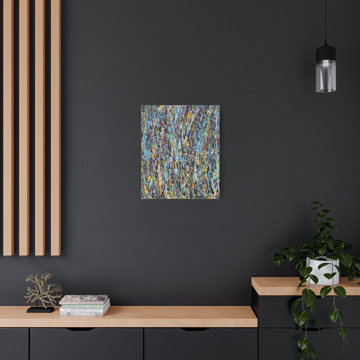 Abstract Drip Painting Canvas Print — Colorful Modern Wall Art, Matte Stretched 1.25"