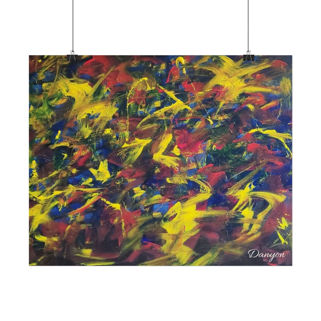 Abstract Expressionist Rolled Poster — Colorful Paint Splash Wall Art