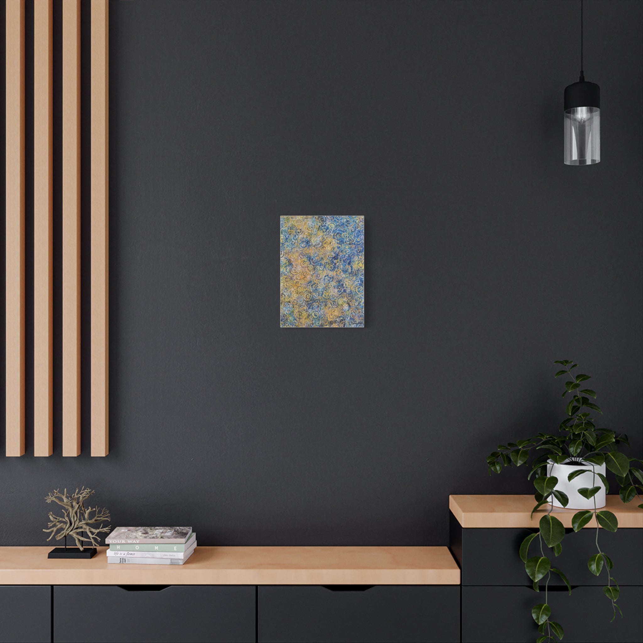 Abstract Blue & Gold Swirl Canvas Print — Stretched Matte Wall Art