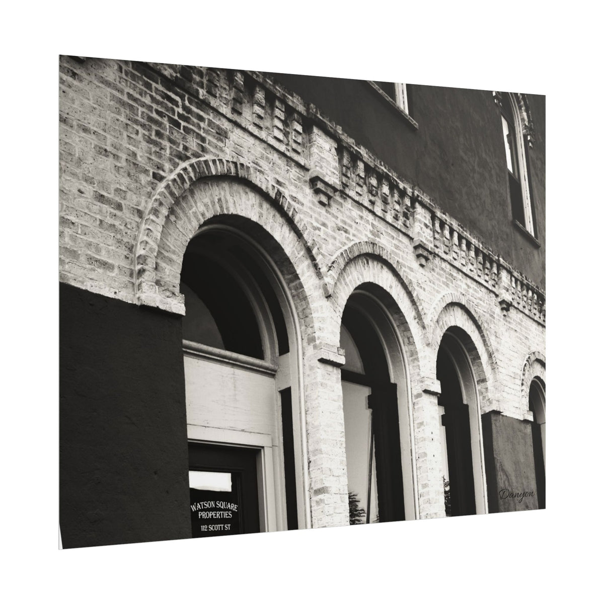 Rolled Poster — Vintage Black & White Arched Brick Architecture Print