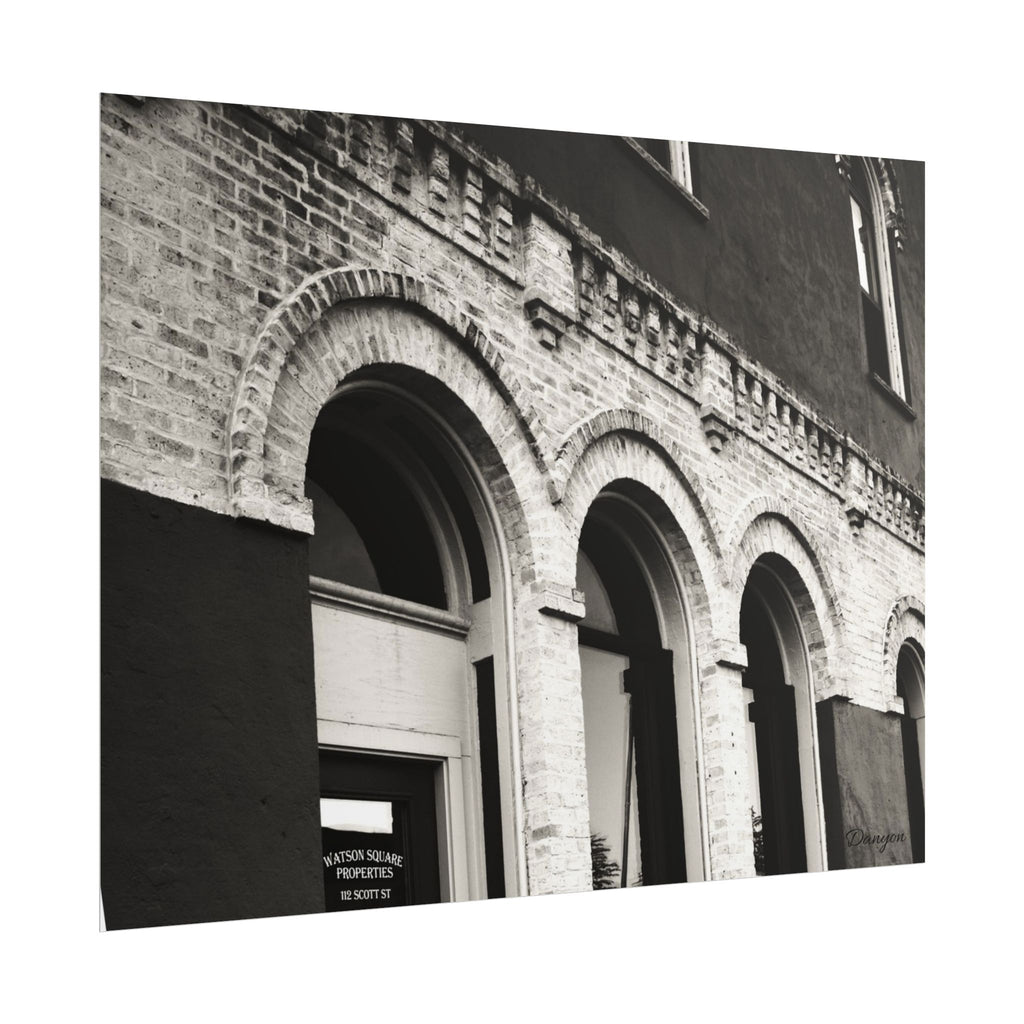 Rolled Poster — Vintage Black & White Arched Brick Architecture Print